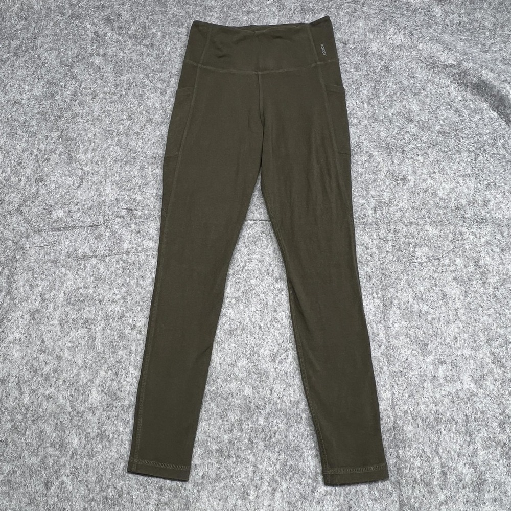 Boody Leggings Womens S Green Bamboo Ankle Pocket Yoga Gym Stretch Athletic